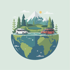 Global Road Trip Adventure Exploring Diverse Landscapes and Natural Wonders in Camper Vans Across Earth