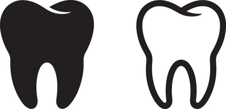 Filled and outlined tooth teeth dental black and white health