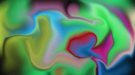 Vivid Colorful Abstract Gradient Background with Blurred Liquid Shapes and Grain Texture