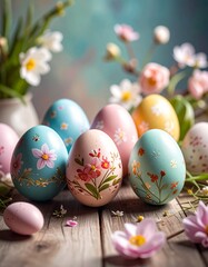 Fototapeta premium Ostereier mit floralen Mustern