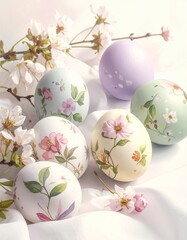 Fototapeta premium Ostereier mit floralen Mustern