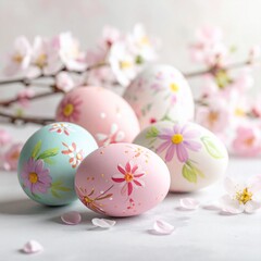 Fototapeta premium Ostereier mit floralen Mustern