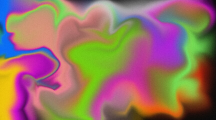 Colorful Neon Abstract Gradient Background with Soft Blurred Organic Shapes and Grain Texture