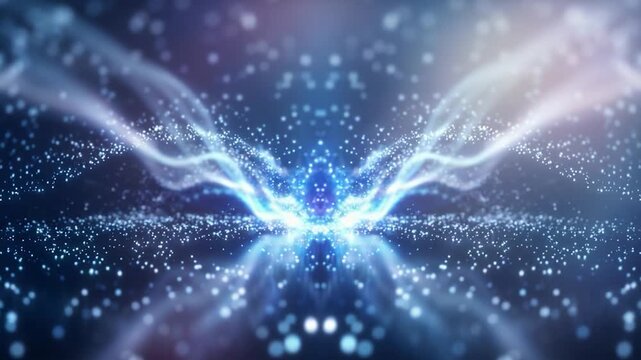 Abstract Celestial Realm: An ethereal abstract scene, with luminous particles dance in a mesmerizing cosmic ballet. Evoking the mystery and beauty of the universe.