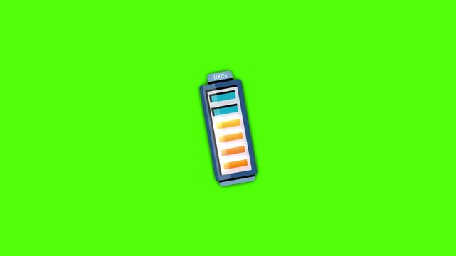 Battery Charging  Icon Animation on Green Screen Background