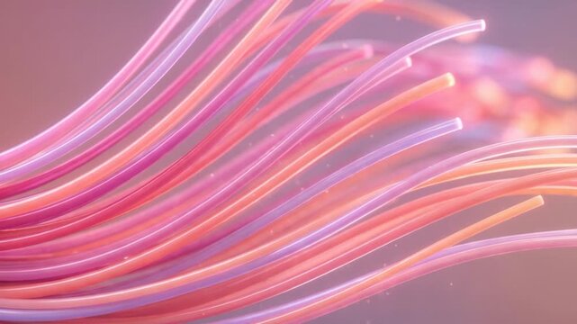 Fiber Optics: A close-up view of delicate fiber optic cables, their vibrant hues weaving intricate patterns that represent the speed of modern technology.