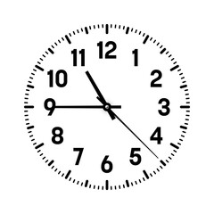 Mechanical clock face with arabic numerals, bezel. Watch dial with minute, hour marks and numbers. Timer or stopwatch element. Blank measuring circle scale with divisions. Vector illustration