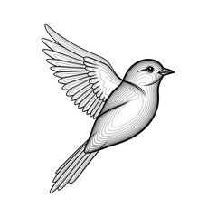 Fototapeta premium Black and white bird line in flight isolated on a transparent background