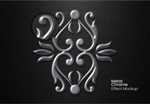 Metal Chrome Logo And Text Effect Mockup