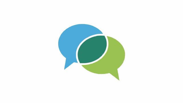 Overlapping Blue and Green Speech Bubbles.