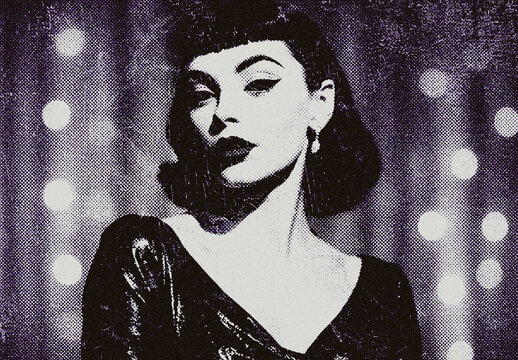 Halftone Distressed Print Photo Effect