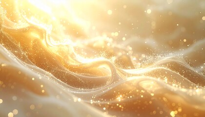 輝く粒子が舞うラグジュアリーなゴールド光の抽象背景
