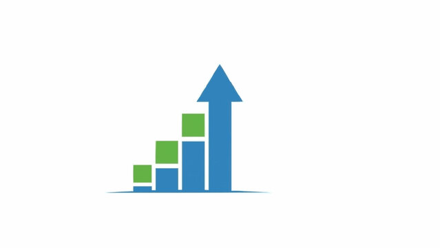 Blue Bar Graph with Green Squares and Arrow.