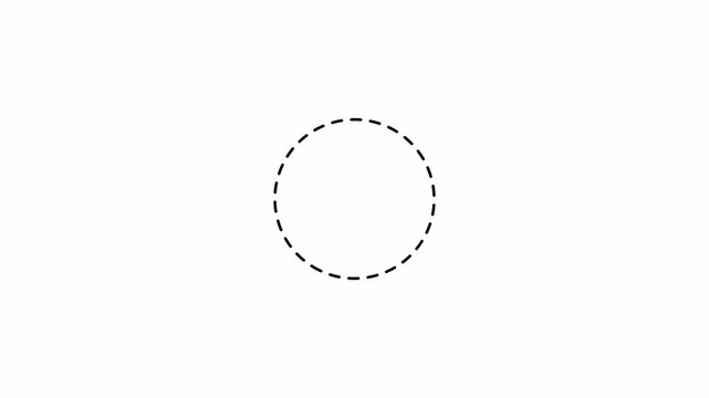 Line dot circle frame animated on background. Rectangular doodle scribble element motion graphic on transparent background in 4K animation with alpha channel 