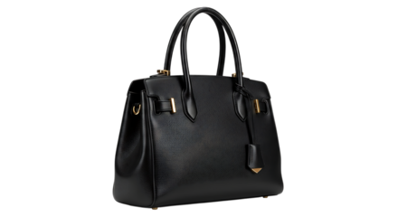 Elegant Black Leather Handbag PNG - Classic and Sophisticated Accessory for Women