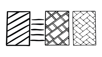 Architectural CAD Hatch Pattern Set of Brick, Wood Parquet, Hexagon and Geometric Tile Patterns Black Outlines

