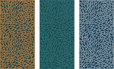 Swirling leaf pattern designs in orange green and blue colors