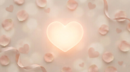 Fototapeta premium Heart shape with pink rose petals on soft pastel background romantic love concept