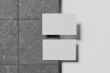 Blank Realistic Business Card Mockup on Concrete Background, 3D Rendered