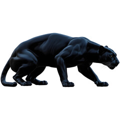 Obraz premium Black panther in aggressive stance with dramatic lighting on isolated Transparent background for wildlife conservation