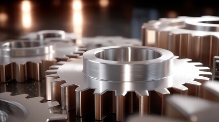 Industrial machinery relies on interlocking gears to convert rotational force, regulate speed, and maintain consistent mechanical performance. cinematic color correction, natural uneven lighting