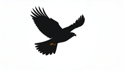 Silhouette of an Eagle Soaring Against a White Background.