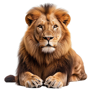 Male Lion Lying Down isolated on transparent background