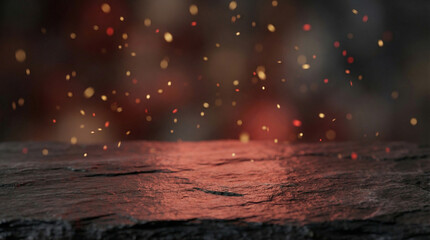 Moody cinematic background with glowing red light and particles on dark textured surface