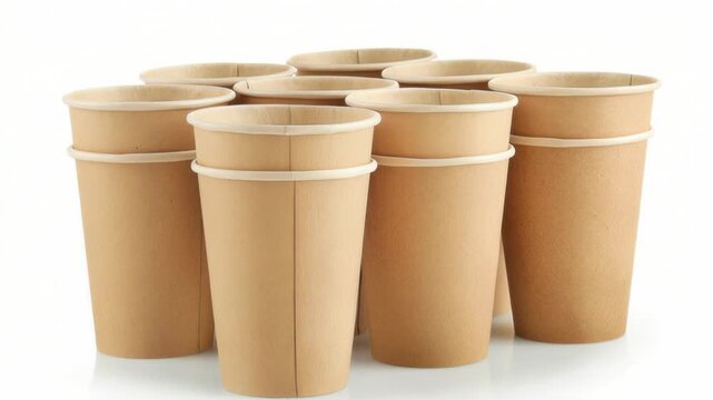 A group of paper cups stacked on top of each other, perfect for office or party use