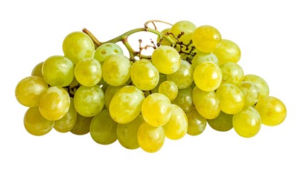 Fresh green grapes on a white background, ready to eat.