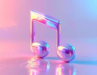 Fototapeta na wymiar Iridescent Music Note - A Harmonious Blend of Sound and Light.