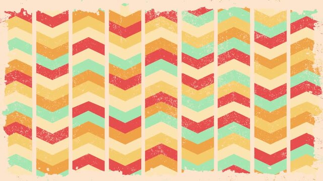 Abstract retro background animation in pastel colors with geometric patterns, looping 2D animation of a retro zigzag pattern.