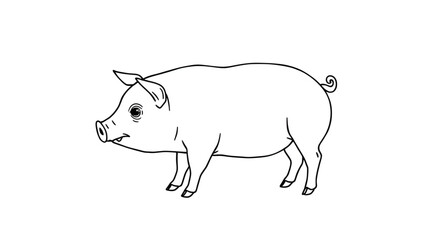 Fototapeta premium pig, piglet, hog, farm, animal, livestock, pigoutline, outline, sketch, sketchy, lineart, line, handdrawn, drawing, vector, illustration, doodle, contour, minimal, simple, blackandwhite, rural, agricu
