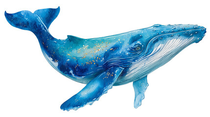 watercolor hand-drawn whale isolated on a white background