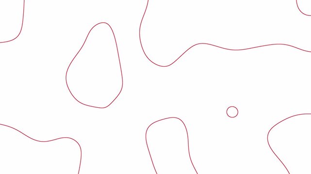Abstract topography red stripes background motion loop footage video with geo map pattern, best for motion graphics and design projects, fractal lines background, Moving waves on white background 4k