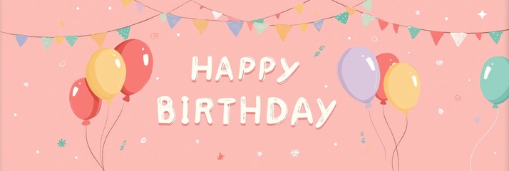Happy birthday greeting text design with colorful leaves. Happy birthday lettering combining playful design elements and vibrant colors