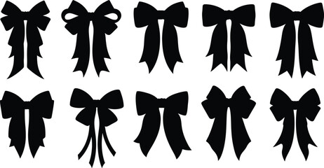 Collection of various black ribbon bows