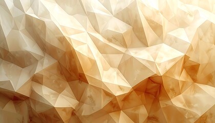 Abstract polygonal background with warm earth tones and geometric shapes.