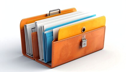 Organized file folder with colorful documents for business management.