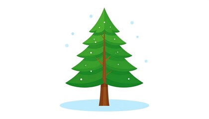Obraz premium Festive Christmas Tree Illustration with Snowflakes and Winter Ambiance.