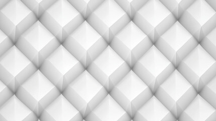 Fototapeta premium Seamless White Geometric Diamond Pattern with Soft 3D Depth Creating a Clean Minimal Background Texture for Modern Design, Branding and Web Projects