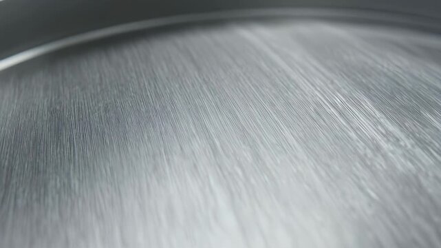 Close up of a brushed metal surface with fine, parallel lines