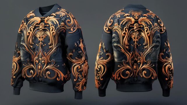 Video A black jacket with gold designs