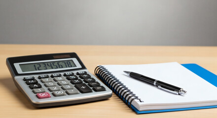 calculator and pen on the table