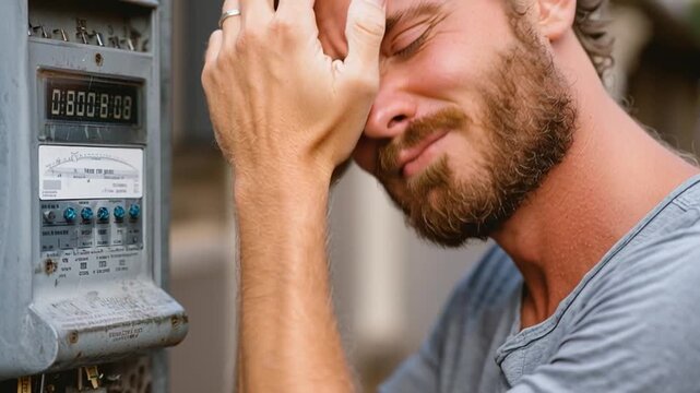 Close Up of Rising Electric Meter and Financial Worry