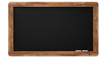 Blank Blackboard PNG with Wooden Frame and White Chalk for Classroom Teaching Education Concepts and School Presentation Design
