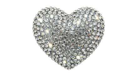 Sparkling rhinestone heart shape isolated on transparent background