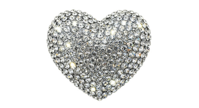 Sparkling rhinestone heart shape isolated on transparent background