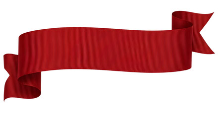 Red Ribbon Banner PNG with Curved Ends and Central Space for Titles Awards Celebrations and Graphic Design Accents
