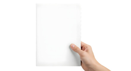 Hand Holding Blank White Paper PNG for Communication Creativity and Content Placeholder Mockup Designs
